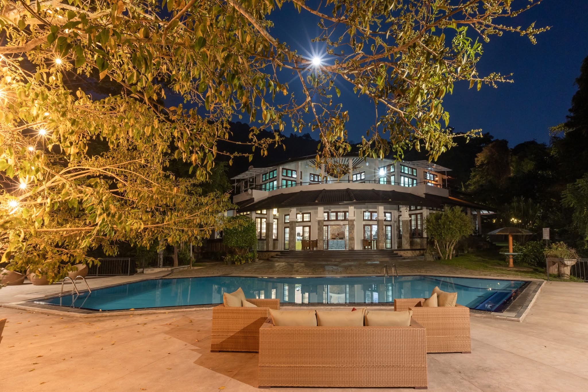 Resort poolside at evening