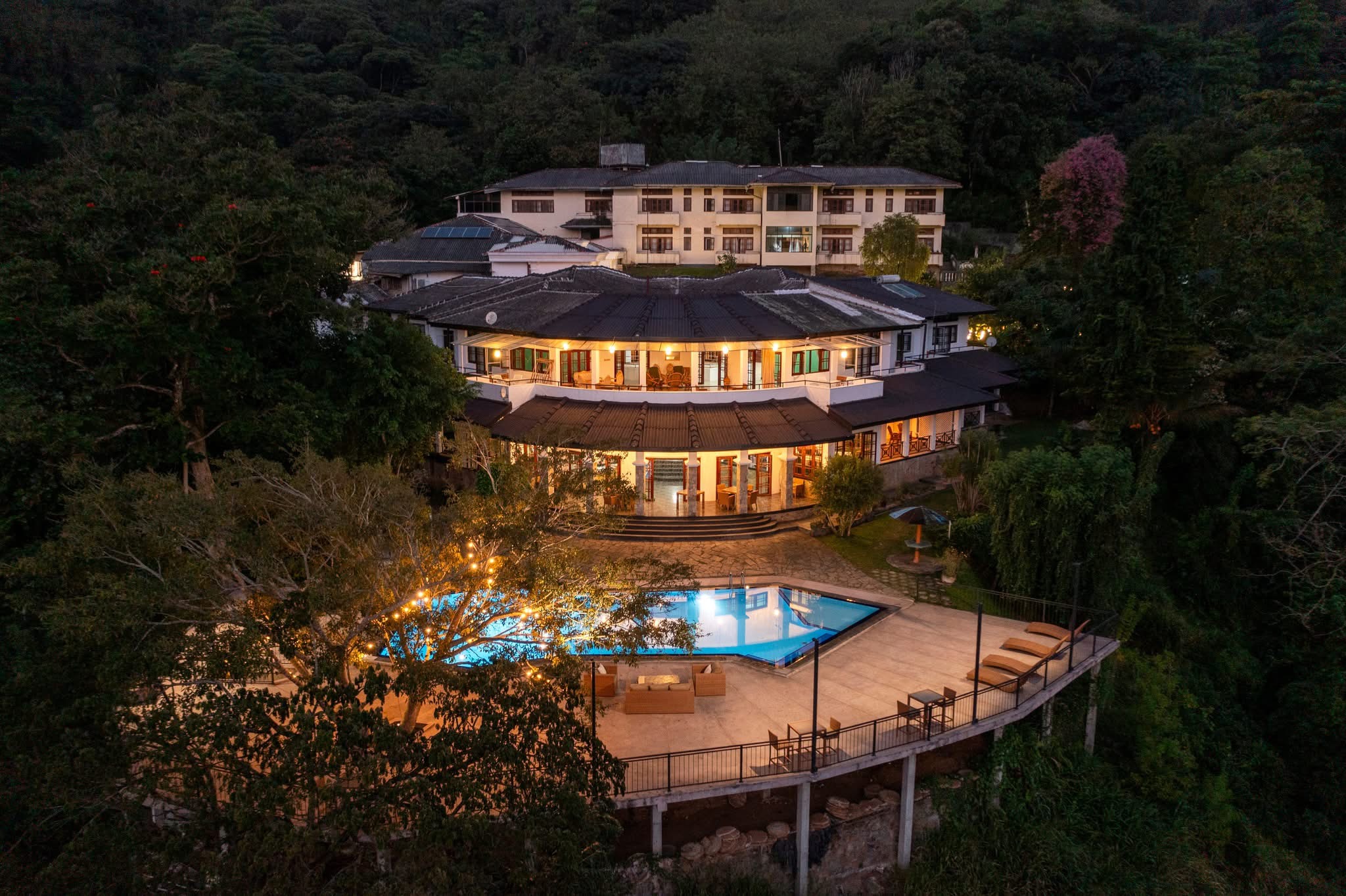 Aerial view of the resort at night